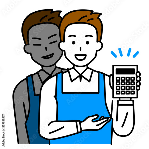 悪徳業者のエプロン姿の男性