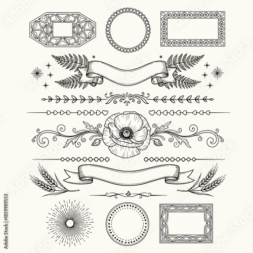 Vintage floral design elements collection.