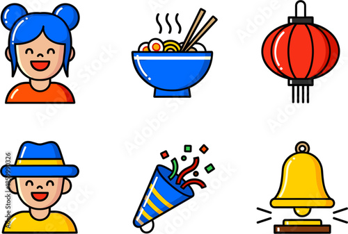 Vibrant Chinese New Year Celebration Icons