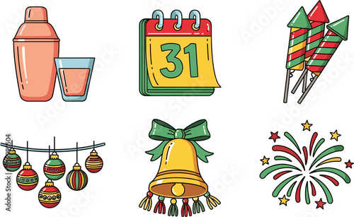 Celebrate New Years Eve with Fun and Colorful Vector Illustrations