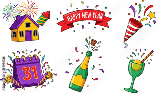 Happy New Year Celebration Vector Illustration