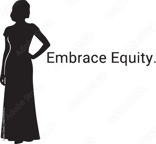 Silhouette of a woman with the words embrace equity
