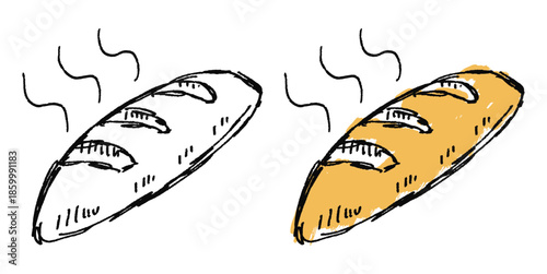 Grunge sketch handdrawn loaf of bread vector for rustic ads. Ideal for illustrating artisan bakeries, traditional recipes, and vintage food art.