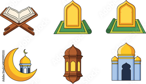 Islamic Symbols and Mosque Icons Collection