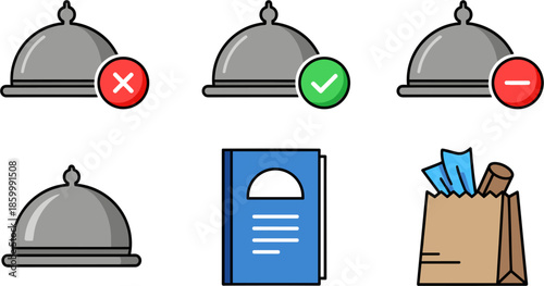 Restaurant Meal Service Icons Set
