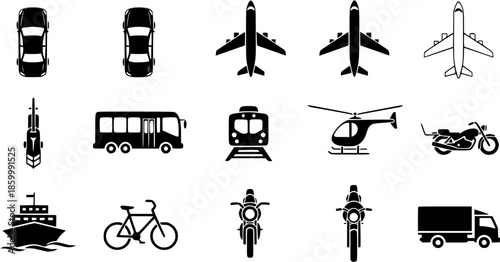 set of Transport view from above icons collection vector illustration design
