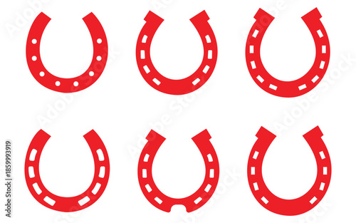 Horseshoe Icon Vector Collection with Silhouette and Outline Styles, Minimal Line Art Symbols for Lucky and Western Design