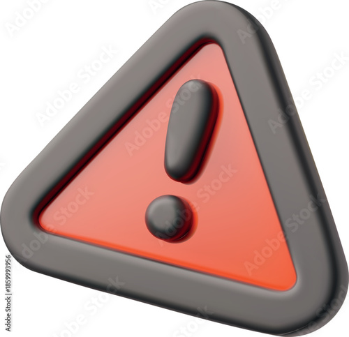 A 3D icon of an exclamation mark in a red triangle.
