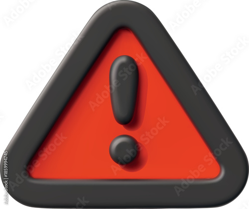 Attention sign, exclamation point in a red triangle, front view.