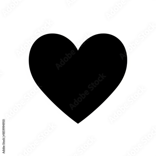 A simple black heart symbol isolated on a white background, representing love, affection, or a favorite item