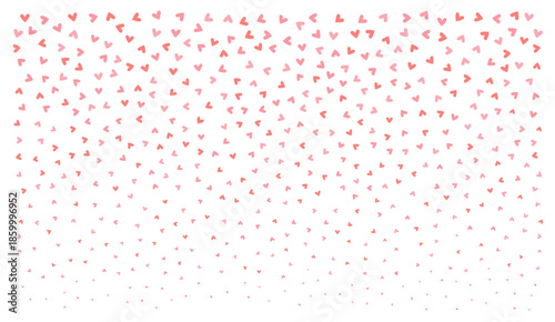 Background of small pink and red hearts falling from top to bottom
