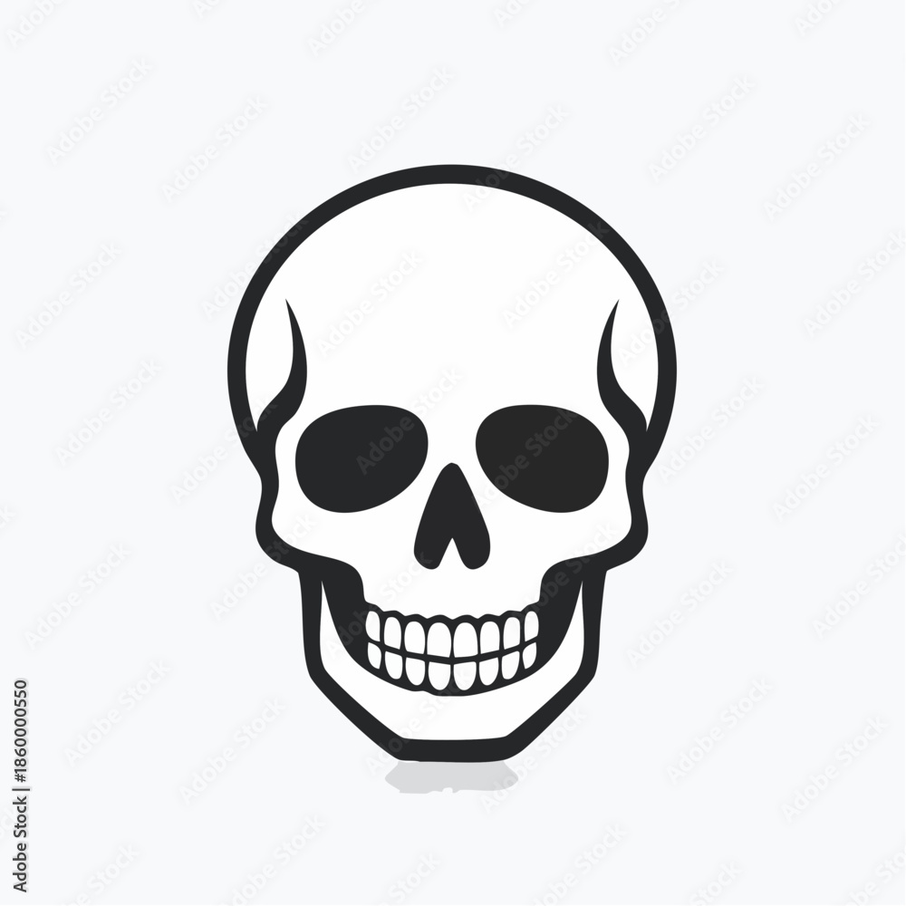 Fototapeta premium A spooky black human skull and crossbones vector illustration serves as a scary pirate symbol or Halloween horror icon featuring detailed anatomy and teeth for a dead skeleton art design