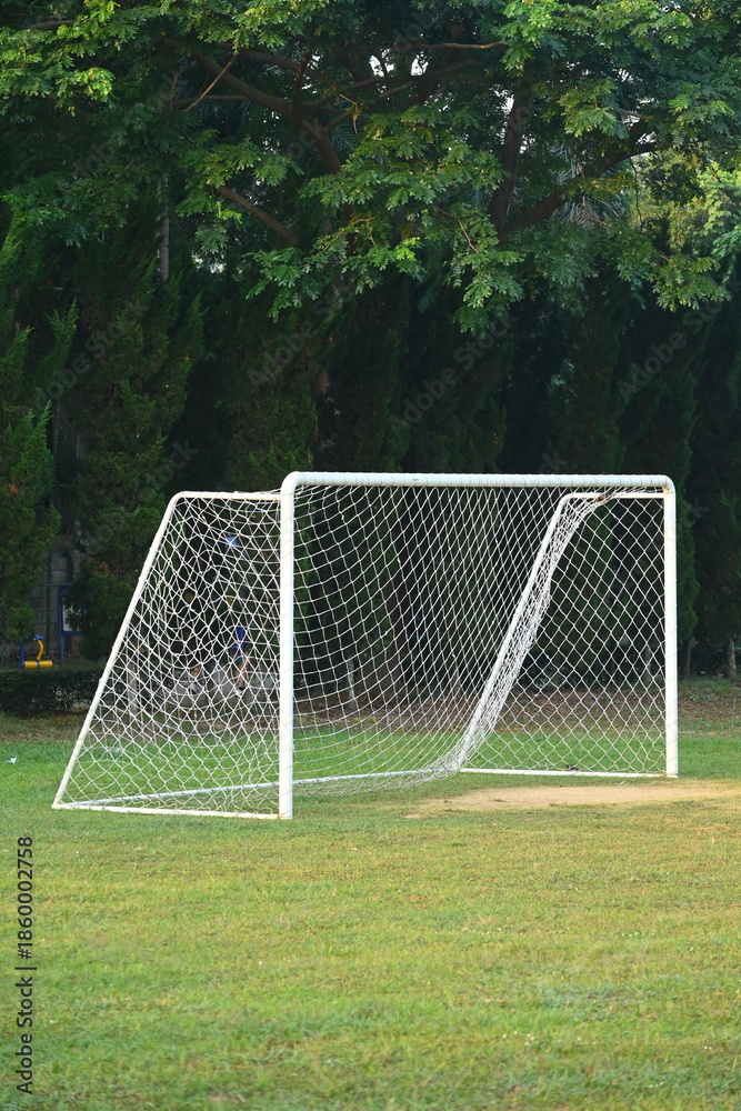Fototapeta premium goal of football on green grass background, object of sport