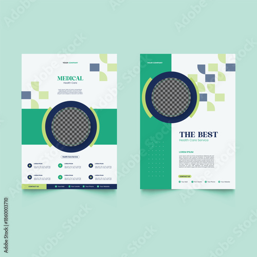 Modern medical corporate healthcare flyer template layout,  medicare , pharmacy flier, cleaning service, doctor leaflet, construction flyer, nurse a4 business flyer