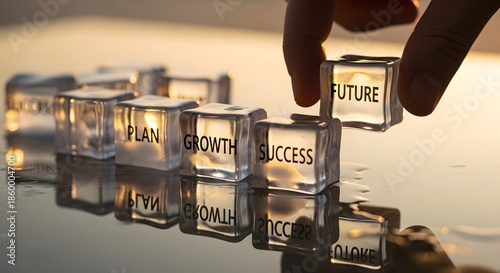 Hand Building Blocks Future Success Growth Plan
