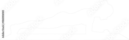 Minimalist line art contour of a woman performing Plank Pose Phalakasana on a yoga mat fitness workout illustration