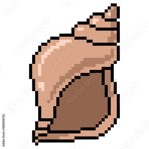 Pixel seashell vector for beach games and summer art. Ideal for ocean collectibles, marine decoration, and retro 8-bit nature icons.