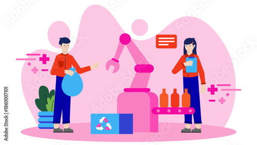 Smart City Using Sensors to Optimize Waste Collection. Flat Vector Illustration