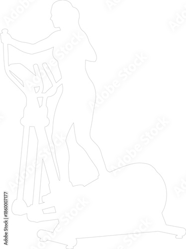 Woman on Elliptical Machine Outline Cross Trainer Cardio Workout Fitness Vector Graphic