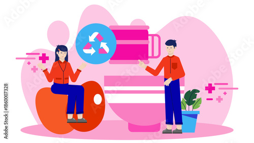 Sustainable Bakery Using Locally Sourced Ingredients. Flat Vector Illustration