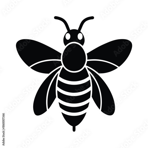 Bee Silhouette Icon Vector Illustration