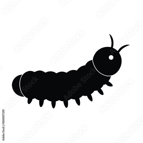 Caterpillar Silhouette Icon Vector Illustration