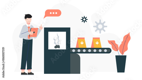 Sustainable Company Creating Packaging from Seaweed. Flat Vector Illustration