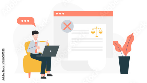 Online Platform for Contesting a Will. Flat Vector Illustration