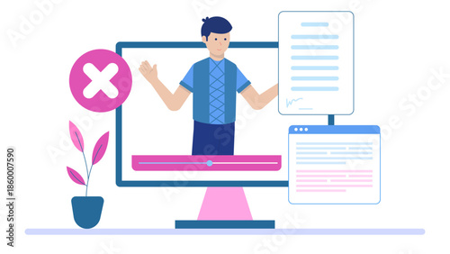 Online Platform for Contesting a Will. Flat Vector Illustration