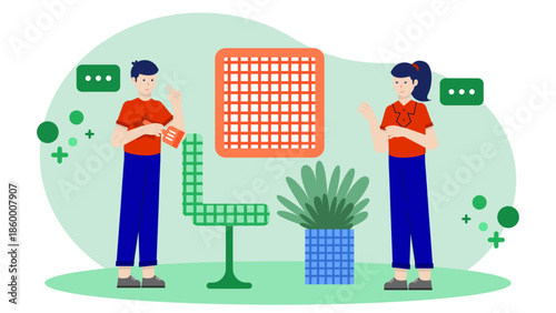 Sustainable Furniture Company Using Bamboo Materials. Flat Vector Illustration