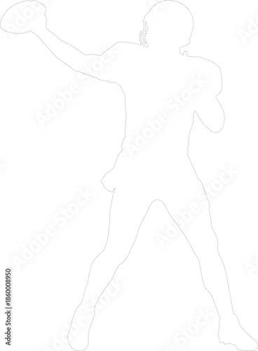 American Football Player Quarterback Throwing Pass Outline Vector Silhouette Illustration