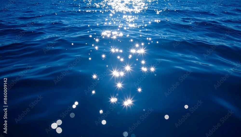 Obraz premium 海 水面 輝き 煌めき 太陽光 反射 青 紺碧 涼しげ 清涼感 夏 バカンス 凪 波紋 浄化 癒し 結晶 透明感 永遠 爽快