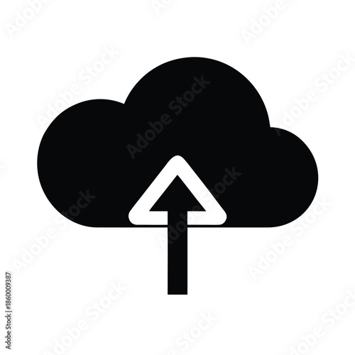 Cloud Upload Silhouette Icon Vector Illustration