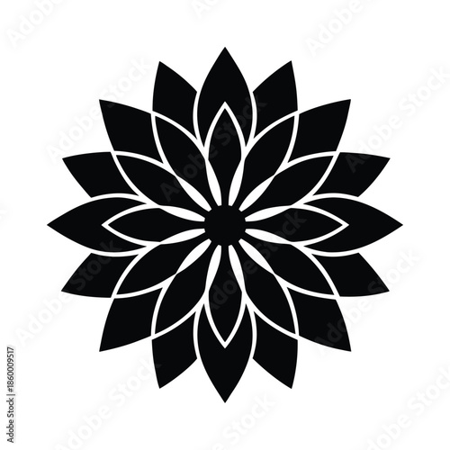 Mandala Flower Silhouette Icon Vector Illustration