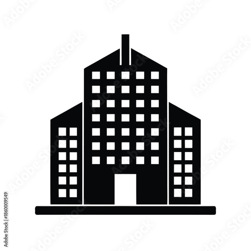 Office Building Silhouette Icon Vector Illustration