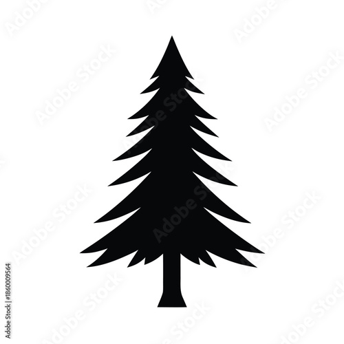 Pine Tree Silhouette Icon Vector Illustration