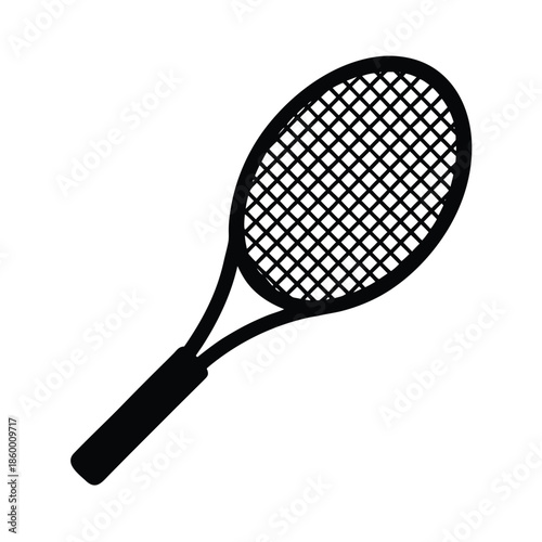 Tennis Racket Silhouette Icon Vector Illustration