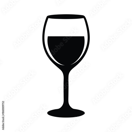 Wine Glass Silhouette Icon Vector Illustration