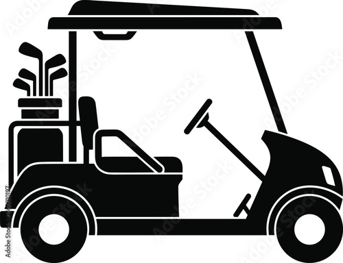 black golf cart silhouette clip art preview