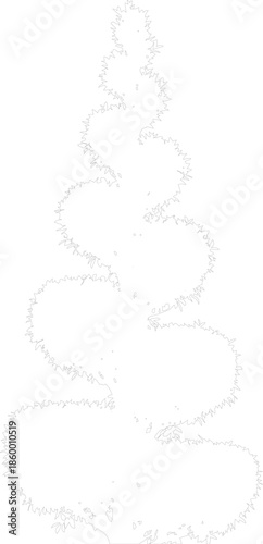 Abstract Outline Vector Tree Drawing Stylized Evergreen Plant Minimalist Line Art Design Element Isolated on White Background