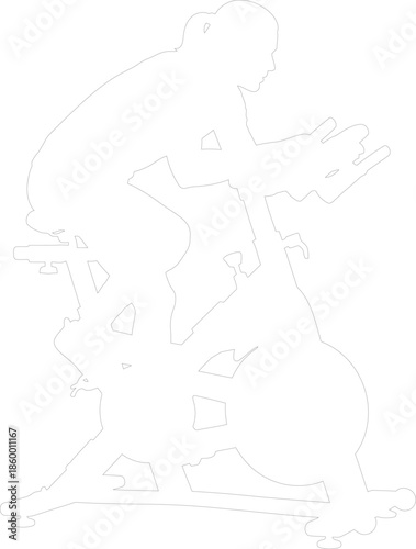 Indoor Cycling Woman Silhouette Outline Vector Graphic Stationary Spin Bike Workout Contour