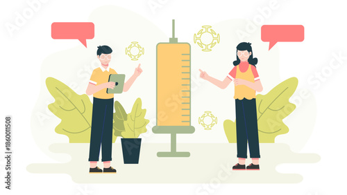 Biotechnology Firm Developing Antibiotic Alternatives. Flat Vector Illustration