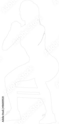 Woman Squat Exercise Vector Outline Fitness Workout Training Silhouette Graphic