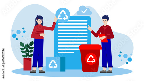 Sustainable Company Launching a Carbon Neutral Product Line. Flat Vector Illustration