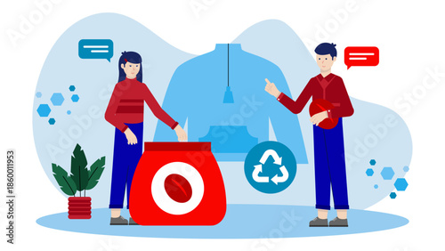 Sustainable Activewear Brand Using Coffee Ground Fibers. Flat Vector Illustration