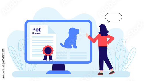 Online Platform for Pet License Applications. Flat Vector Illustration