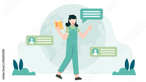 Sustainable Swimwear Brand Using Regenerated Nylon. Flat Vector Illustration