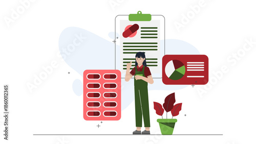 Biotech Firm Developing Personalized Supplement Regimens. Flat Vector Illustration