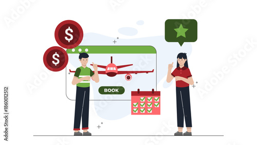 Digital Platform for Fractional Private Jet Ownership. Flat Vector Illustration