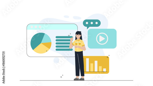 Digital Marketing Team Leveraging User-Generated Content. Flat Vector Illustration